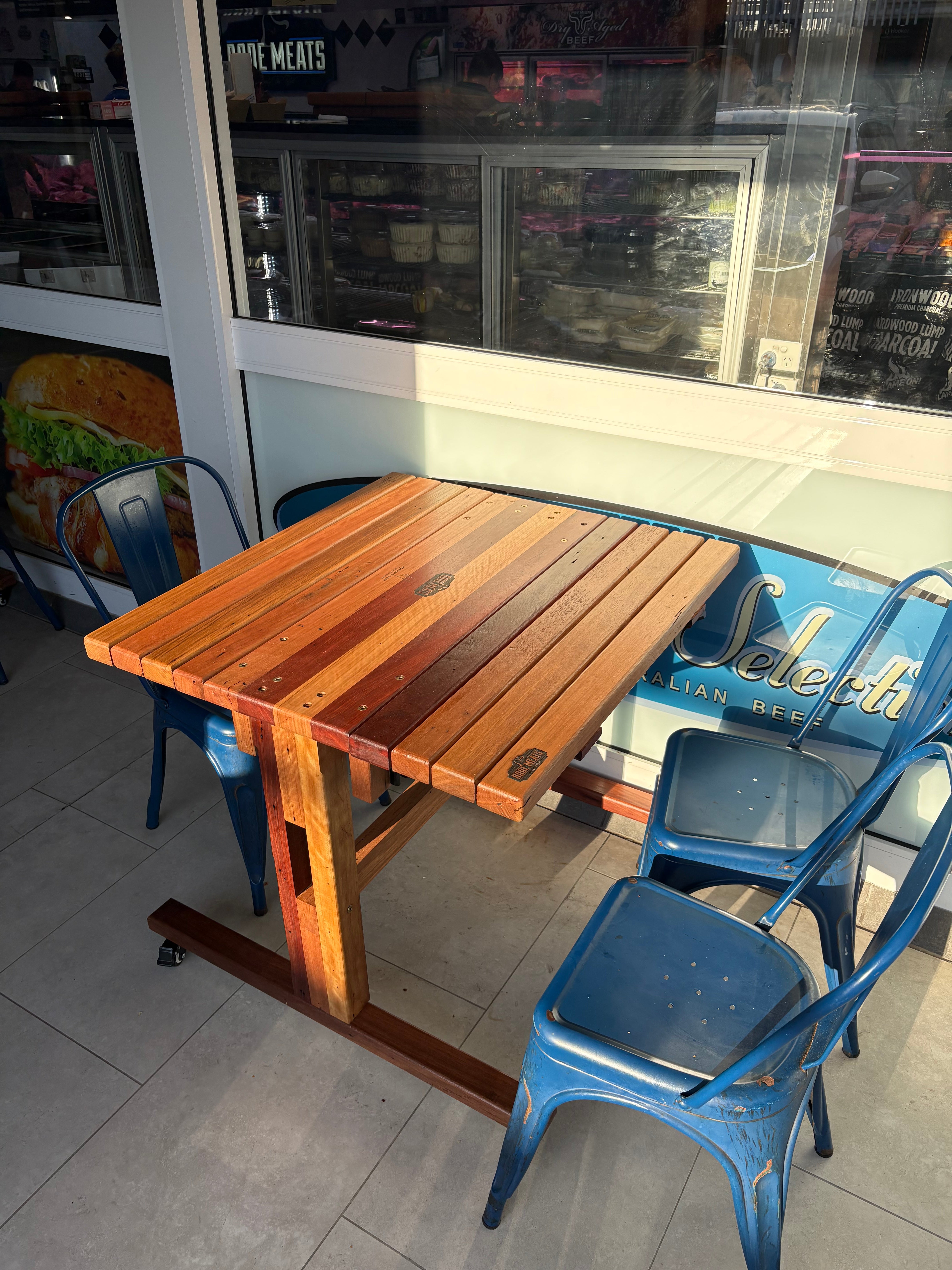Custom outdoor/indoor cafe style dining table