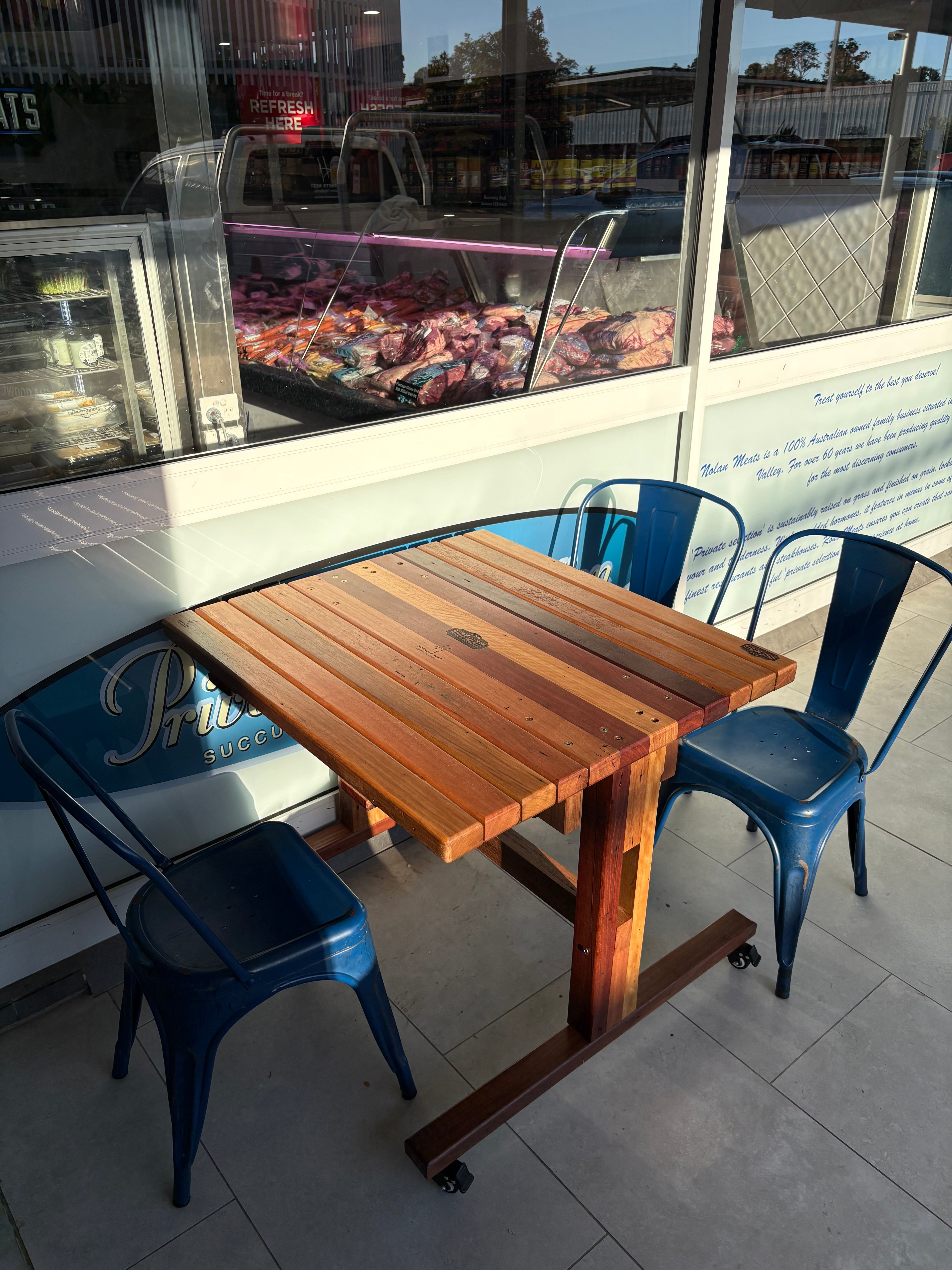 Custom outdoor/indoor cafe style dining table