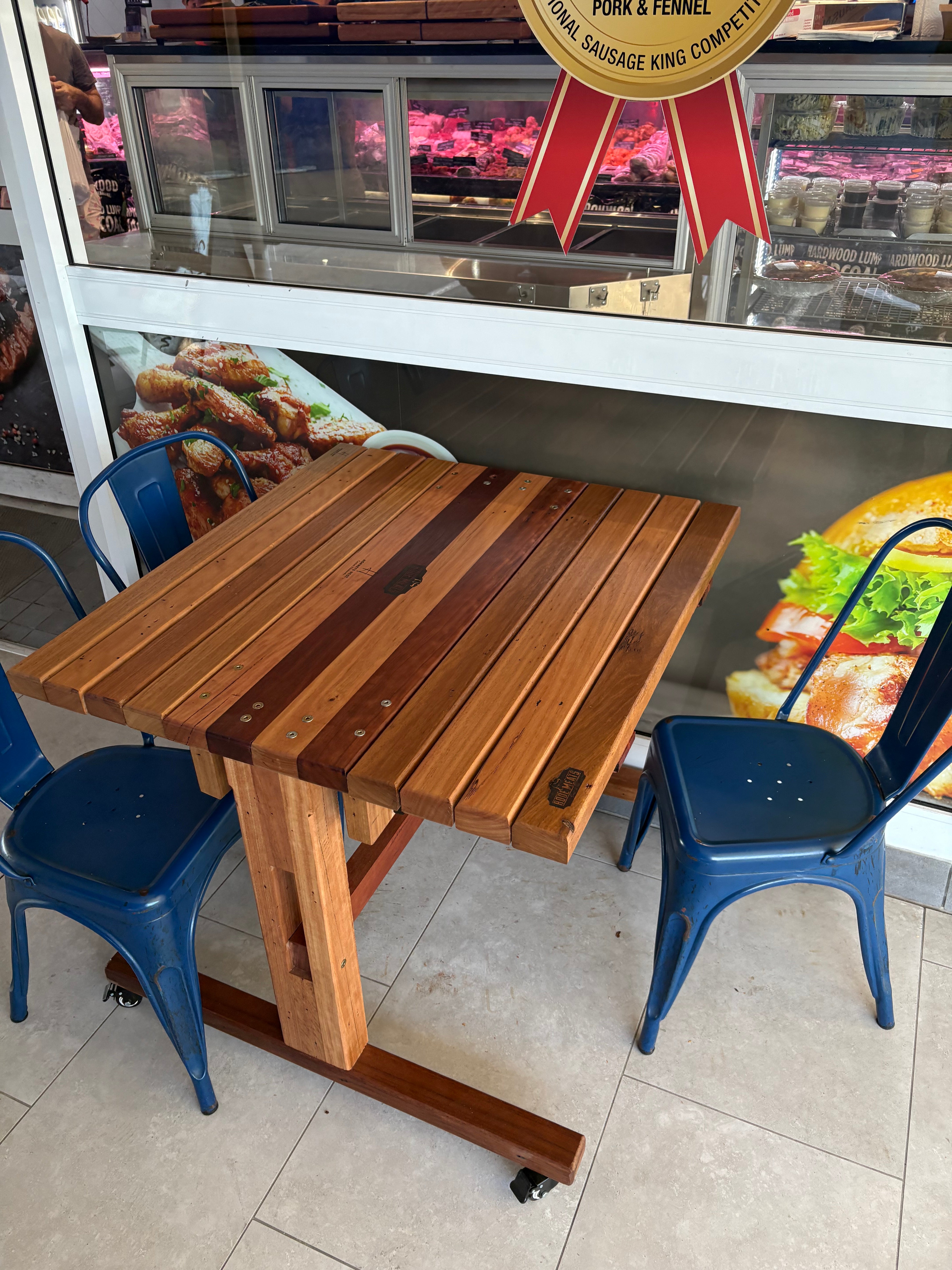 Custom outdoor/indoor cafe style dining table