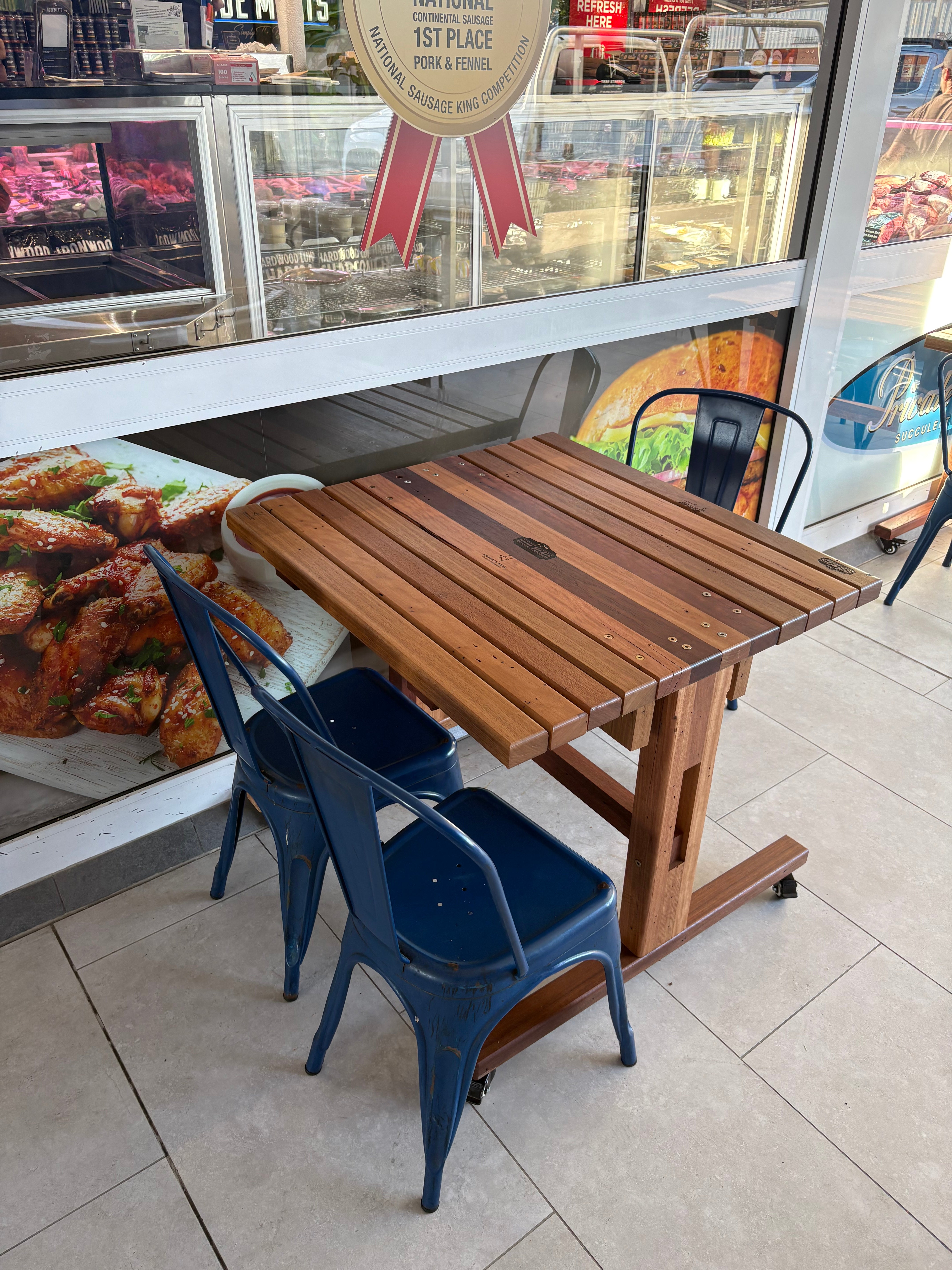 Custom outdoor/indoor cafe style dining table